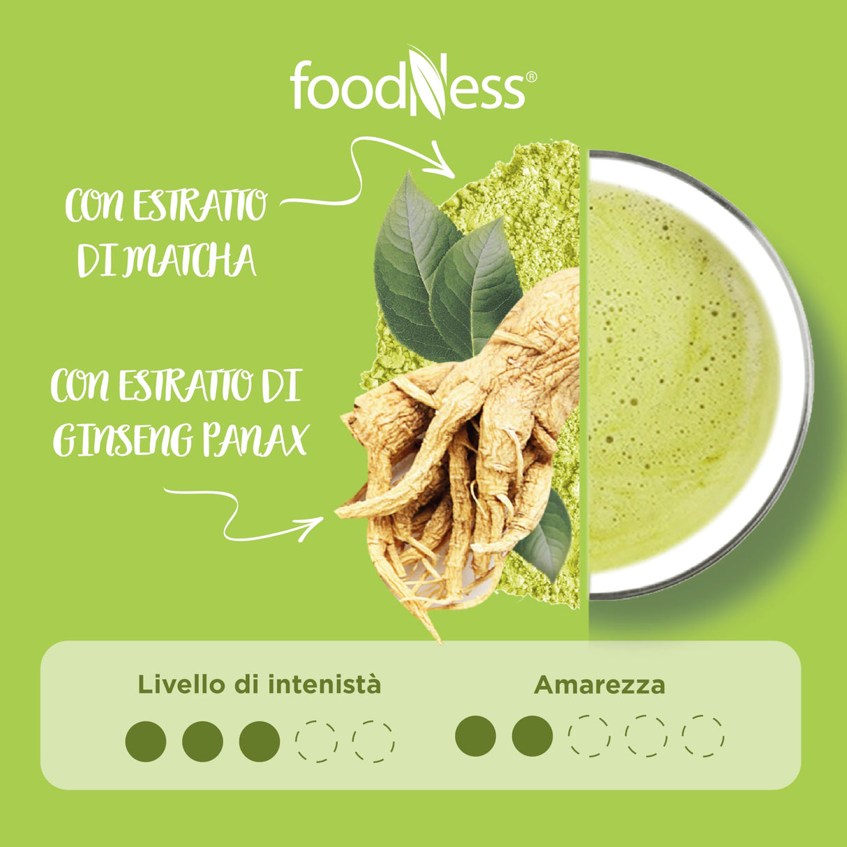 10 Capsule Ginseng e Matcha FoodNess Compatibili Nescafé Dolce Gusto