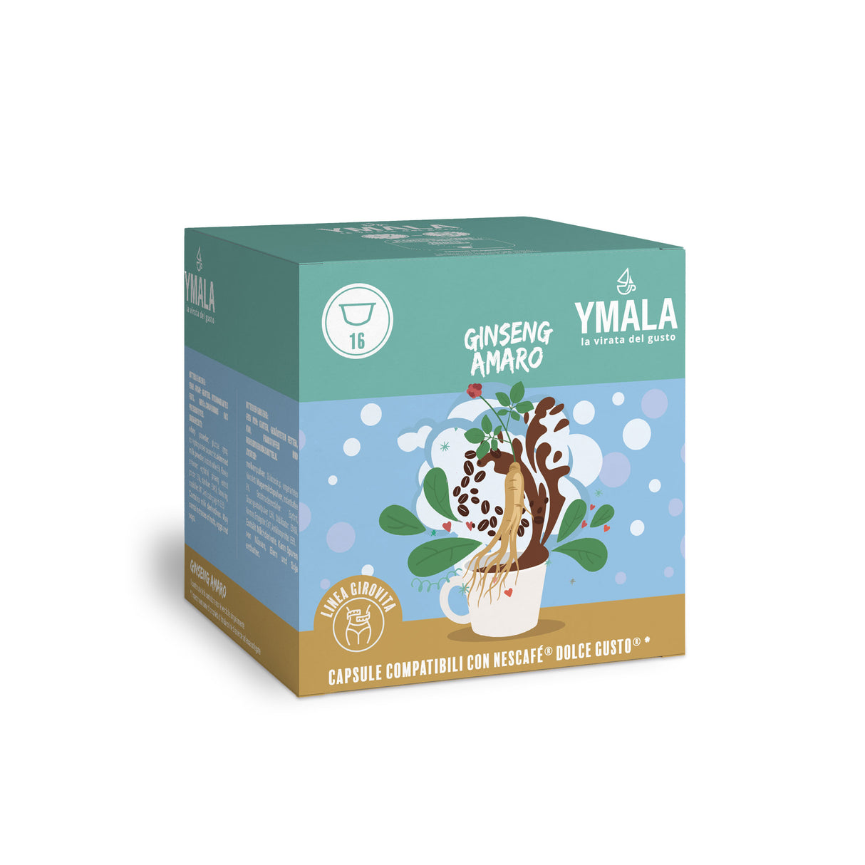 Ymala 16 Capsule Compatibili Dolce Gusto - Caffè al Ginseng Amaro