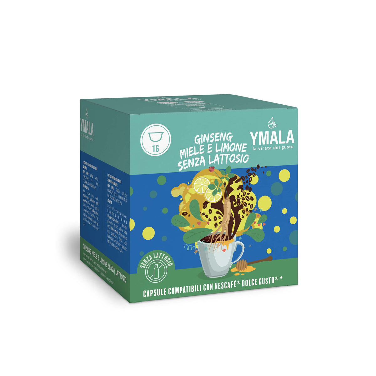 Ymala Ginseng Miele e Limone Tonificante e rilassante - 16 Capsule Compatibili Nescafé Dolce Gusto