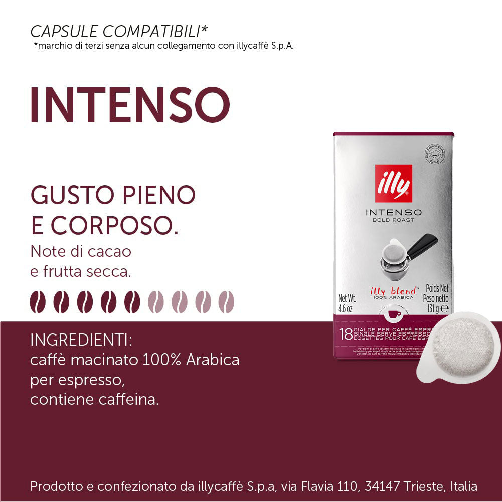 18 Cialde Illy Ese 44mm - Espresso Intenso pieno e corposo