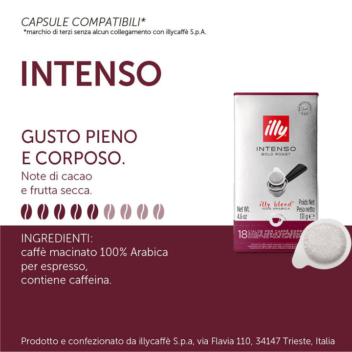 18 Cialde Illy Ese 44mm - Espresso Intenso pieno e corposo