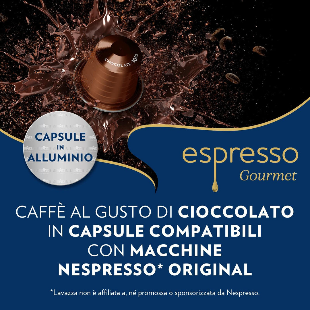 Lavazza Espresso Gourmet Chocolate – Capsule Compatibili Nespresso | Aroma di Cioccolato e Vaniglia