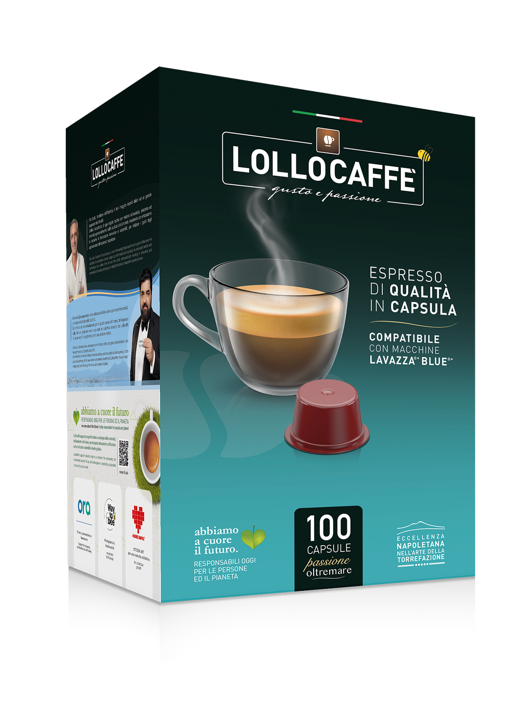 100 Capsule Lollo Caffè Compatibili Lavazza BLUE PassioneOltremare Miscela NERA