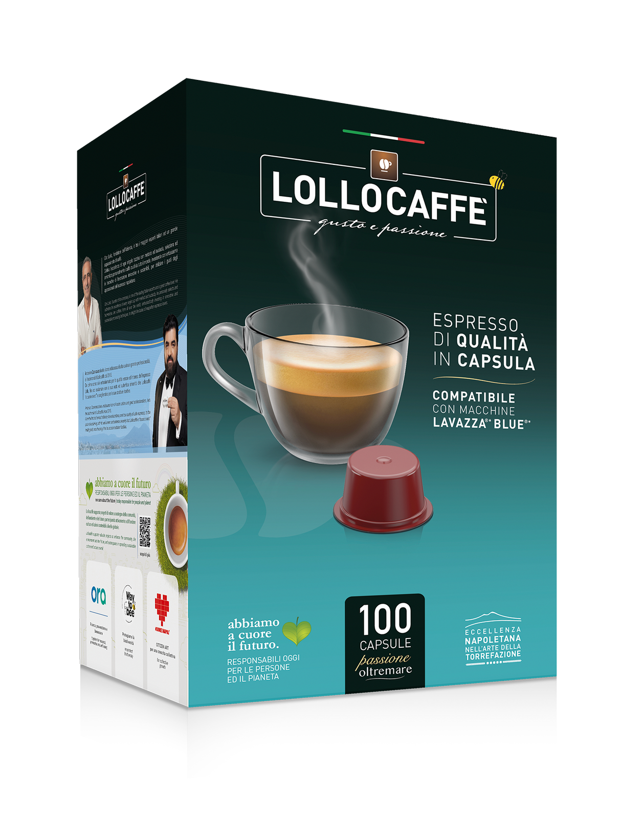 100 Capsule Lollo Caffè Compatibili Lavazza BLUE PassioneOltremare Miscela NERA