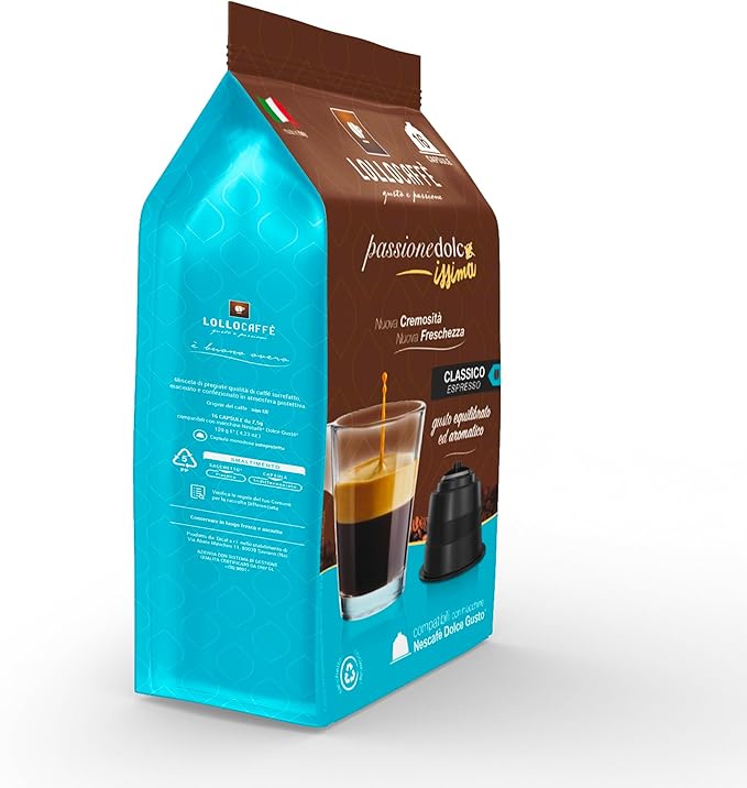 16 Lollo Capsule Passionedolcissima Miscela Classica per Dolce Gusto