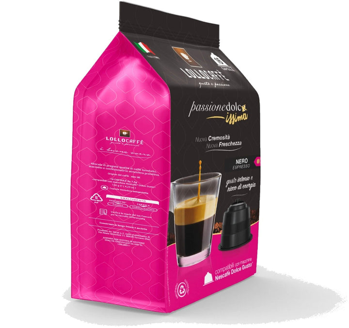 16 Lollo Capsule Passionedolcissima Miscela Nera per Dolce Gusto