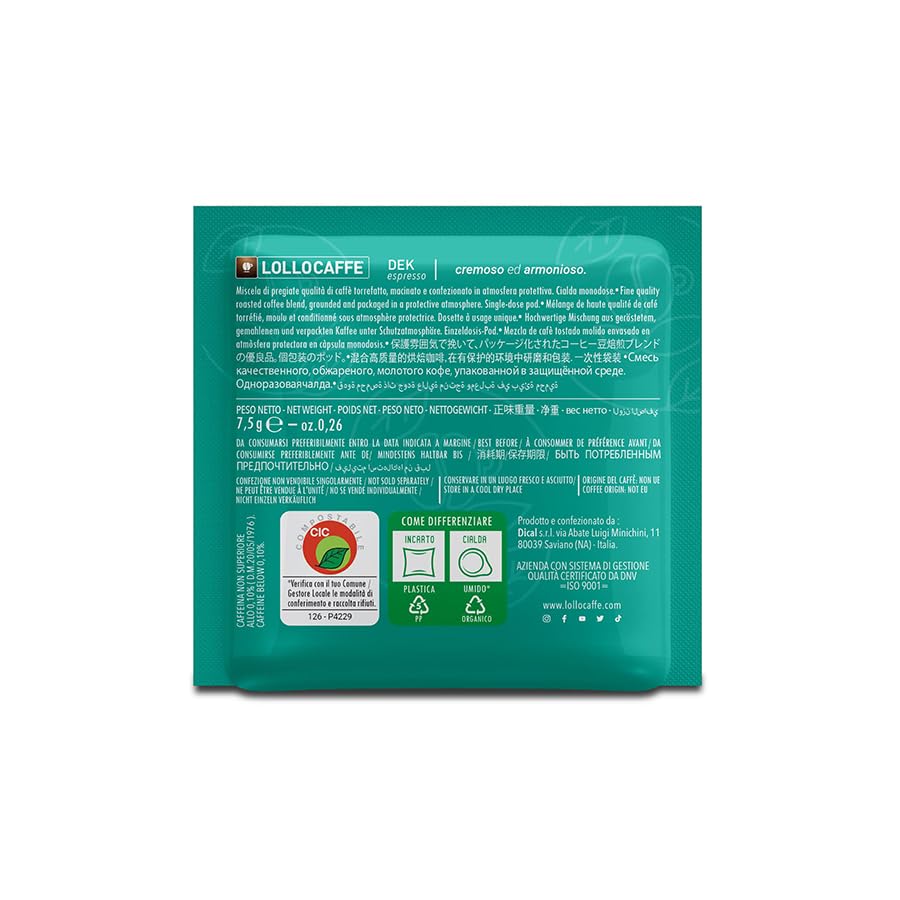 150 Cialde Ese 44mm Decaffeinato Lollo Caffè Espresso