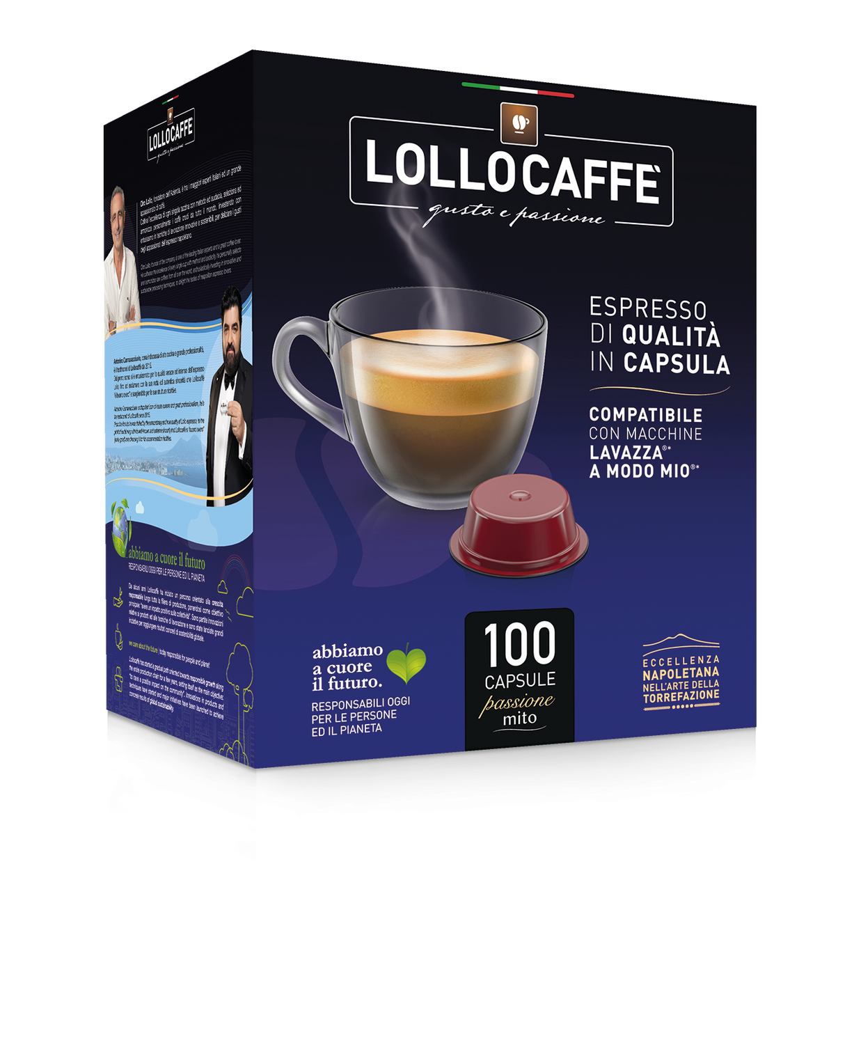 100 Capsule Nero Caffè Lollo passione mito compatibili con Lavazza A Modo Mio