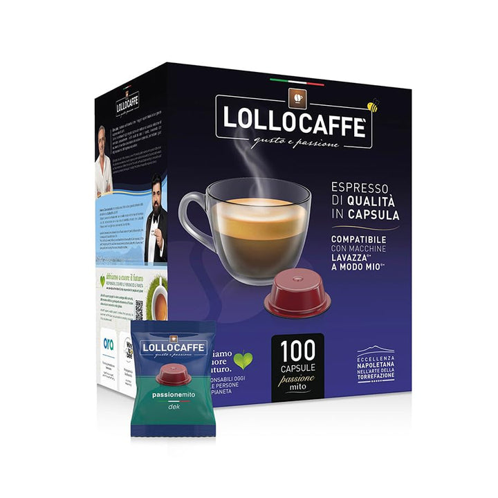 100 Capsule Lollo Caffè Dek Compatibili Lavazza A Modo Mio