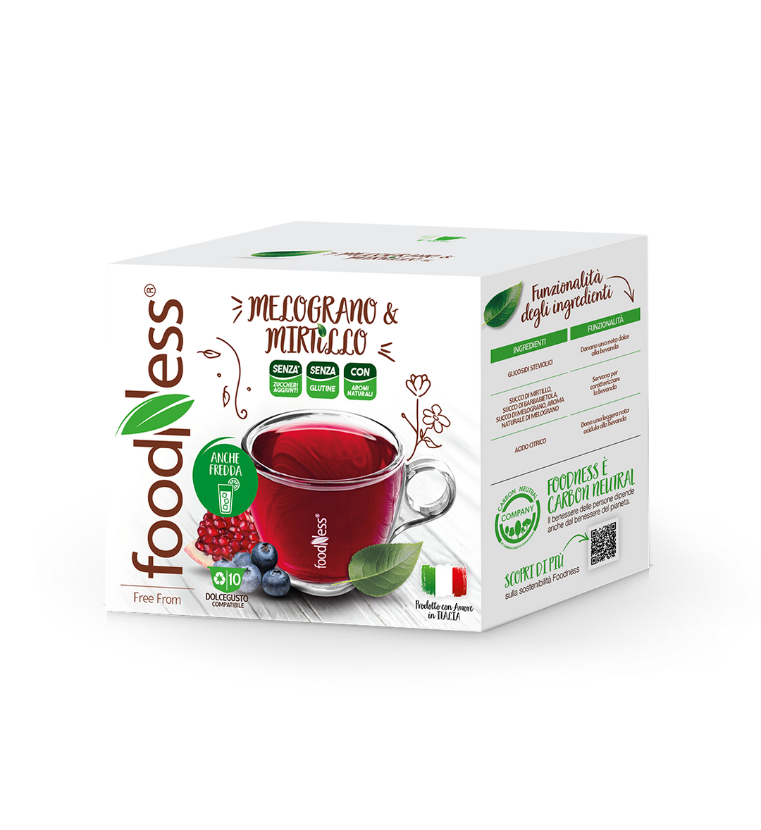 10 capsule FoodNess tisana melograno e mirtillo compatibili Dolce Gusto