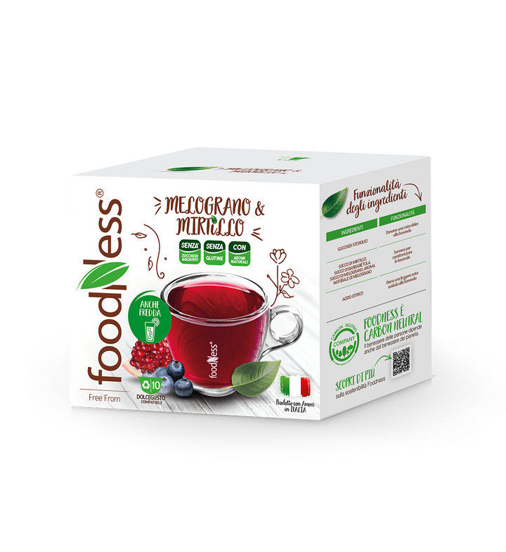 10 capsule FoodNess tisana melograno e mirtillo compatibili Dolce Gusto