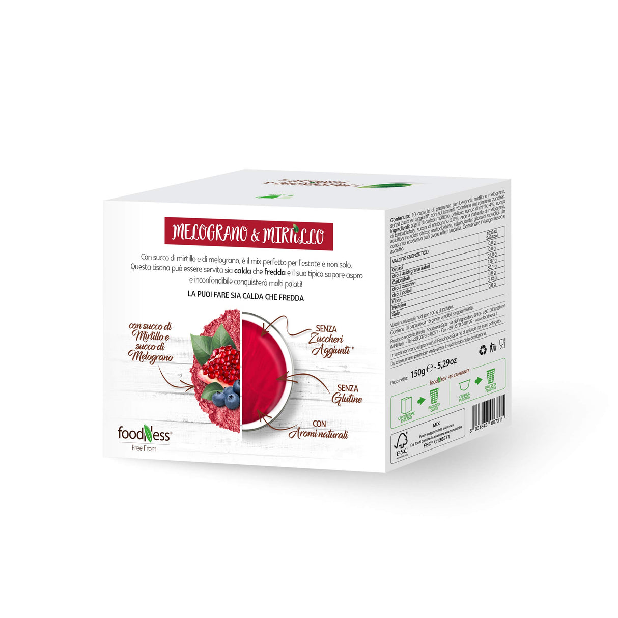 10 capsule FoodNess tisana melograno e mirtillo compatibili Dolce Gusto