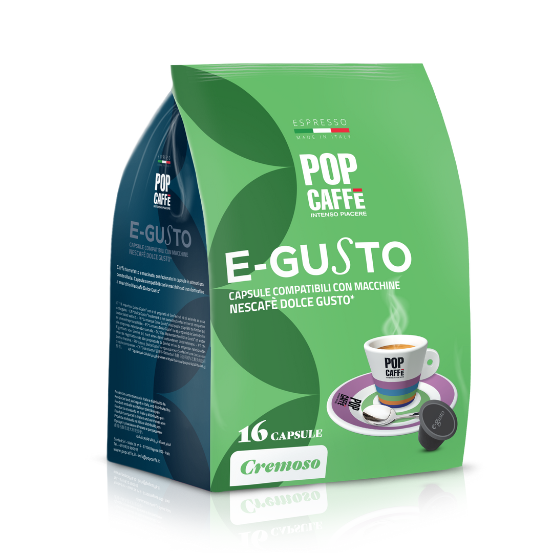 16 Capsule Pop Caffè E-gusto Miscela Cremoso - compatibili con Nescafè Dolce Gusto