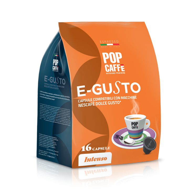 16 Capsule E-gusto Miscela 1 Intenso Compatibili Dolce Gusto - Espresso Forte e Corposo