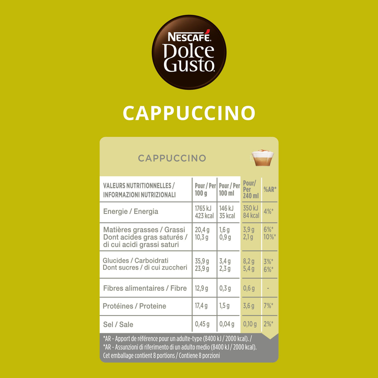 Nescafé Dolce Gusto Cappuccino - 16 Capsule compatibili con Dolce Gusto