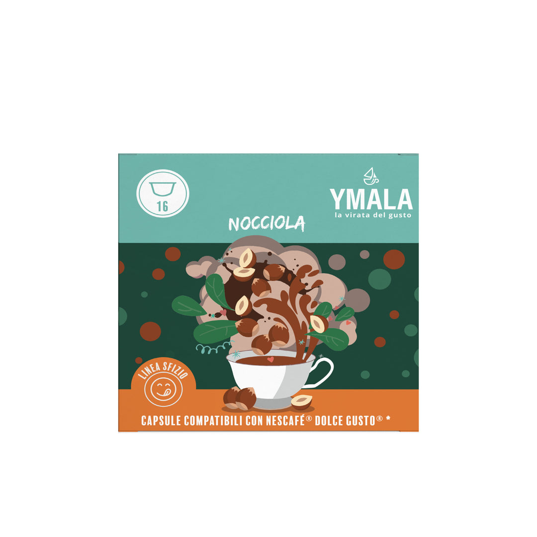 16 Capsule Ymala Nocciola Compatibili Dolce Gusto - Caffè Aromatizzato alla Nocciola