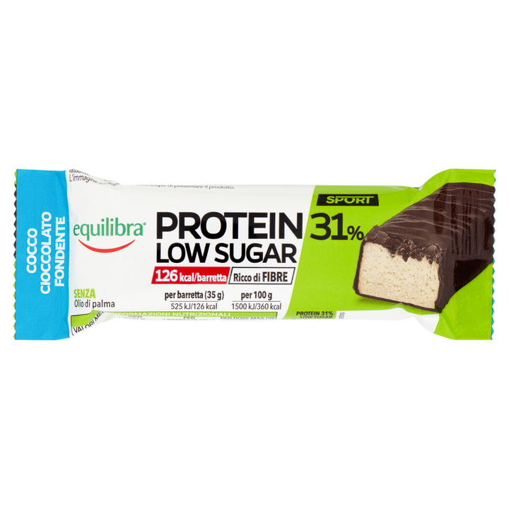 Protein 31% Low Sugar Cocco e Cioccolato Fondente - Barretta Proteica Equilibra con Basso Zucchero