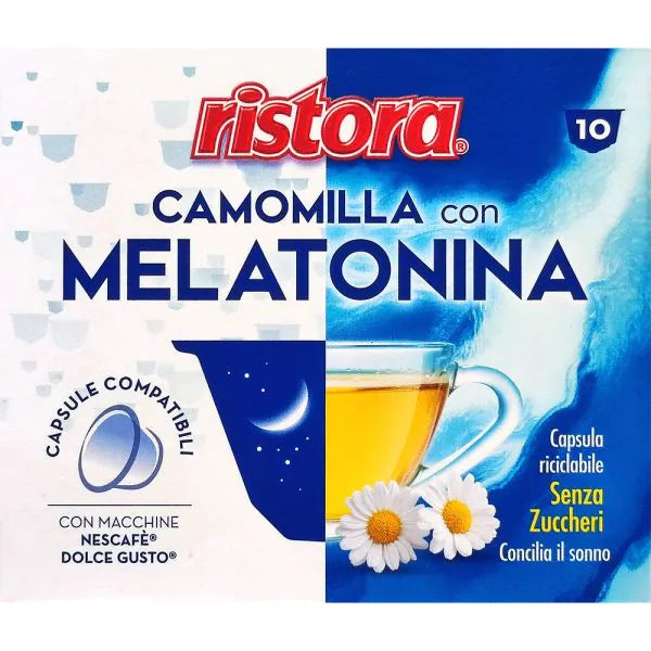 10 Capsule Ristora Solubili Camomilla con Melatonina - Compatibili Nescafé Dolce Gusto