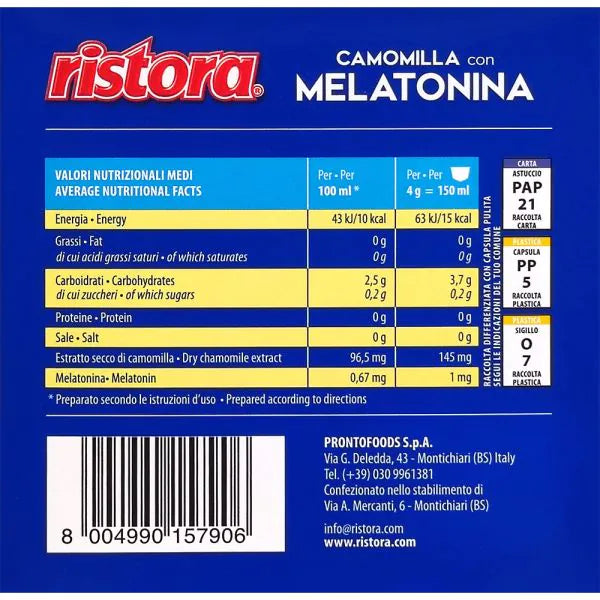 10 Capsule Ristora Solubili Camomilla con Melatonina - Compatibili Nescafé Dolce Gusto