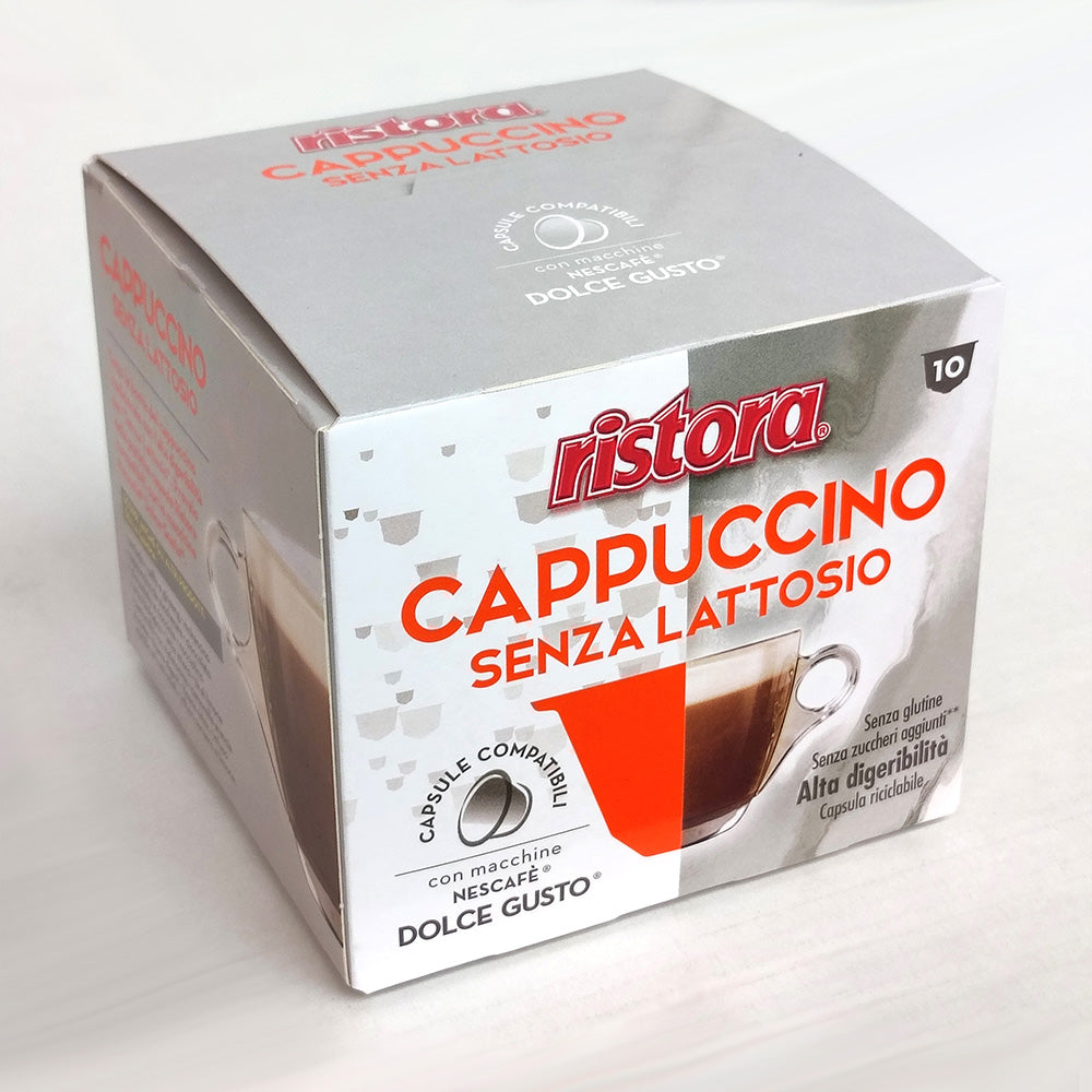 10 Capsule Cappuccino senza lattosio Ristora compatibili Nescafé Dolce Gusto