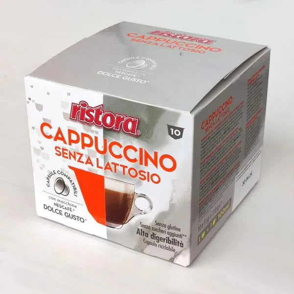 10 Capsule Cappuccino senza lattosio Ristora compatibili Nescafé Dolce Gusto