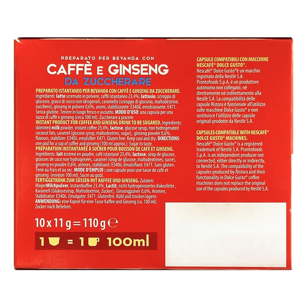 10 Capsule Ristora Compatibili Nescafé Dolce Gusto - Ginseng da Zuccherare