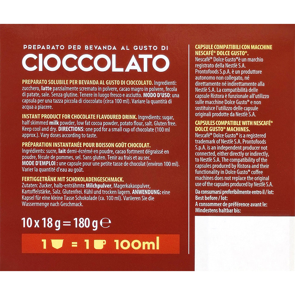 10 Capsule Ristora Cioccolato - compatibili con Nescafé Dolce Gusto