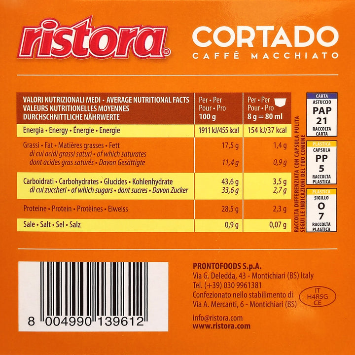 10 Capsule Ristora Cortado Caffè Macchiato compatibili con Nescafé Dolce Gusto