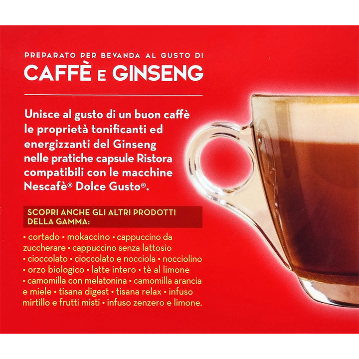 10 Capsule caffè e ginseng compatibili con Nescafè Dolce Gusto