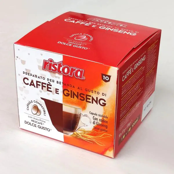 10 Capsule Ristora Caffè e Ginseng compatibili con Nescafé Dolce Gusto