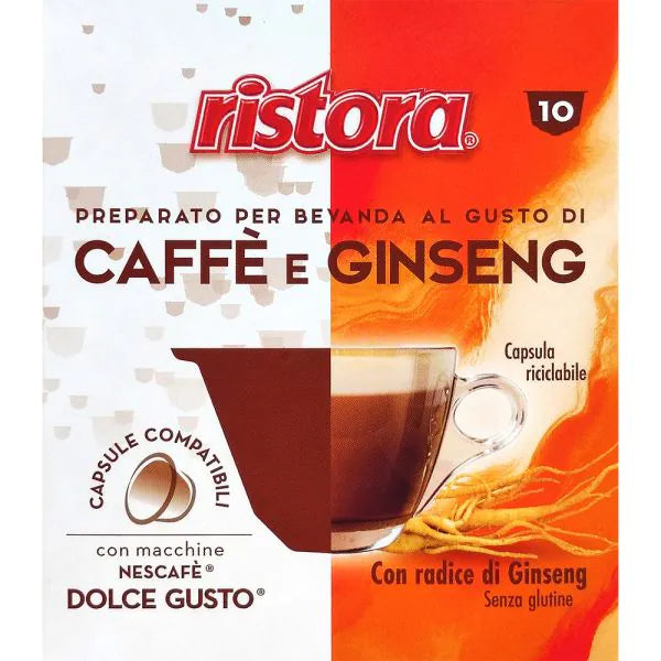 10 Capsule Ristora Caffè e Ginseng compatibili con Nescafé Dolce Gusto
