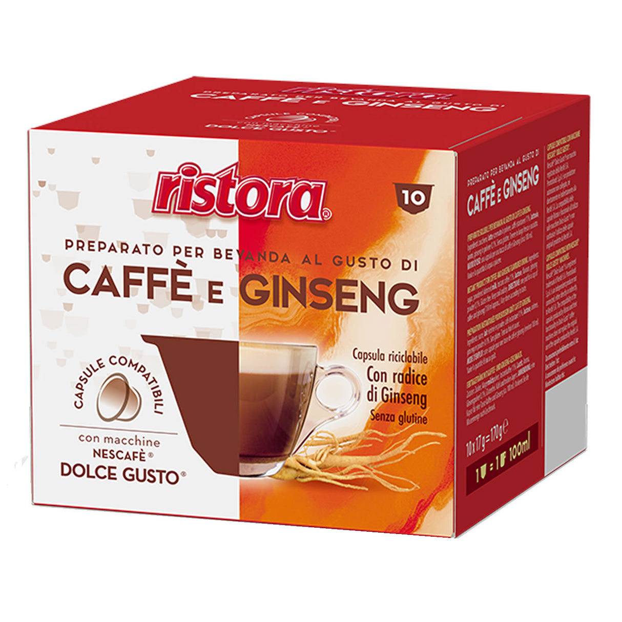 10 Capsule Compatibili Nescafé Dolce Gusto Ristora - Caffè e Ginseng