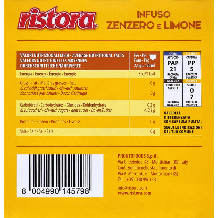 10 capsule Ristora Zenzero e Limone compatibili DOLCE GUSTO