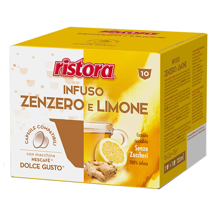 10 capsule Ristora Zenzero e Limone compatibili DOLCE GUSTO