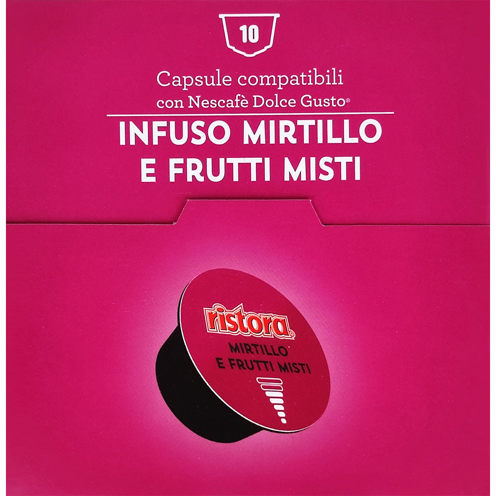 10 Capsule Compatibili Nescafé Dolce Gusto Ristora - Infuso Mirtillo e Frutti Misti
