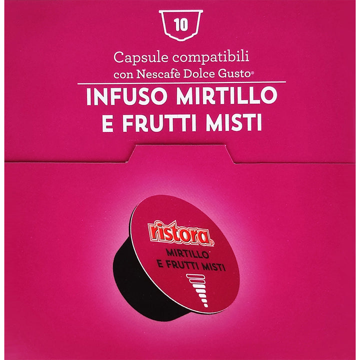 10 Capsule Ristora Infuso Mirtillo e Frutti Misti per Nescafé Dolce Gusto