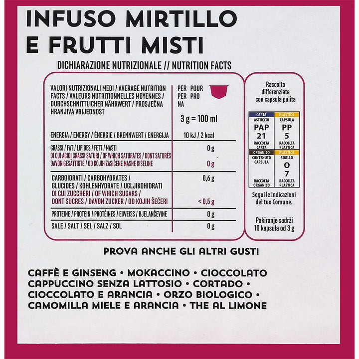 10 Capsule Ristora Infuso Mirtillo e Frutti Misti per Nescafé Dolce Gusto