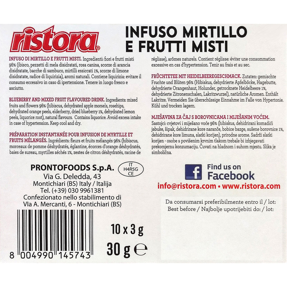 10 Capsule Ristora Infuso Mirtillo e Frutti Misti per Nescafé Dolce Gusto