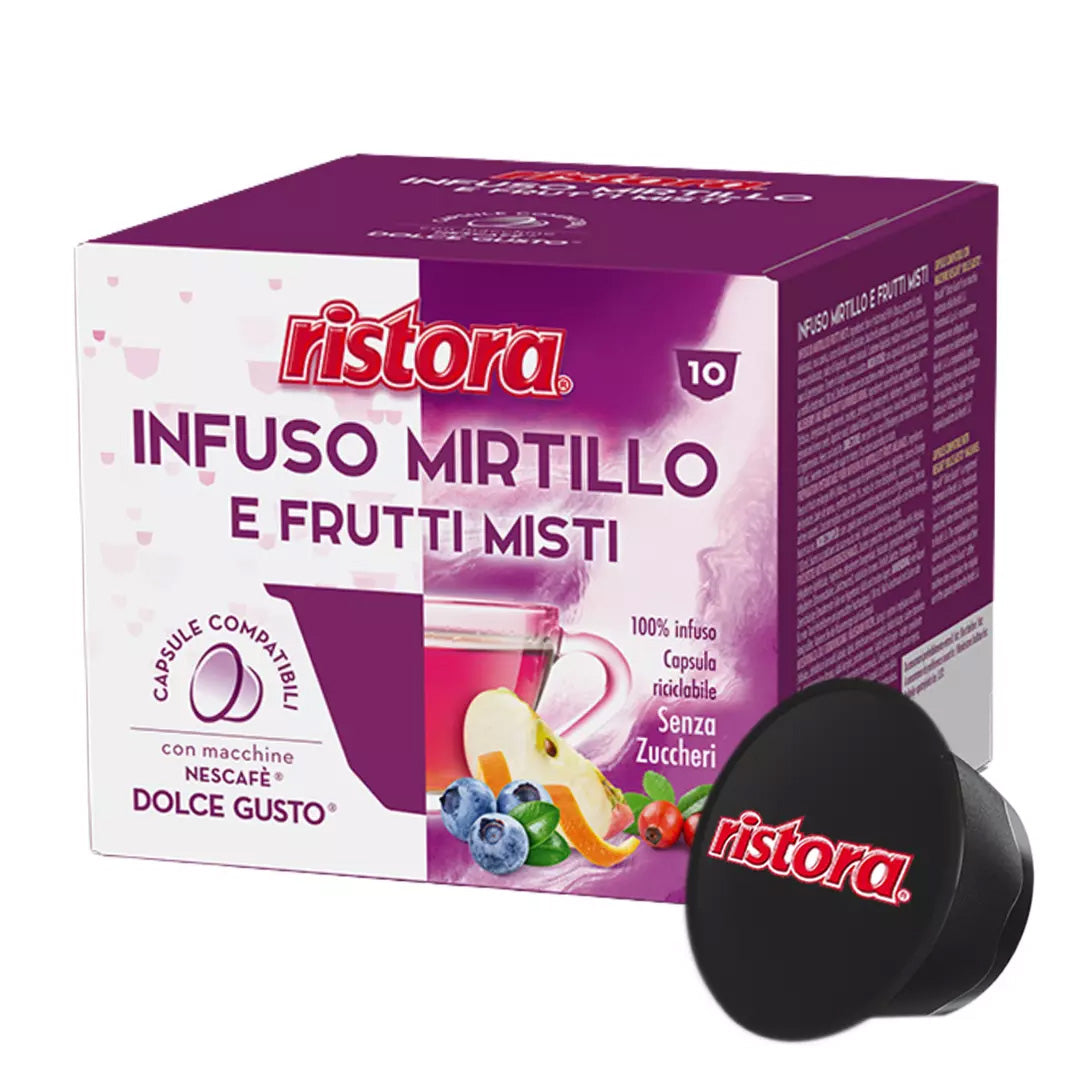 10 Capsule Compatibili Nescafé Dolce Gusto Ristora - Infuso Mirtillo e Frutti Misti