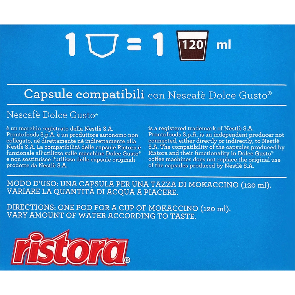 10 Capsule Ristora Compatibili Dolce Gusto Mokaccino Senza Lattosio