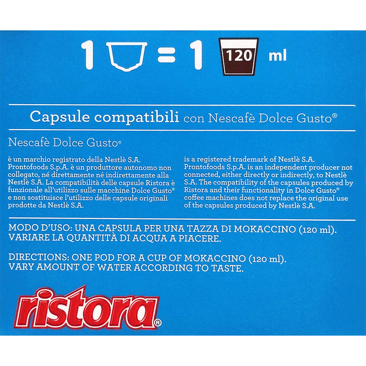 10 Capsule Ristora Compatibili Dolce Gusto Mokaccino Senza Lattosio