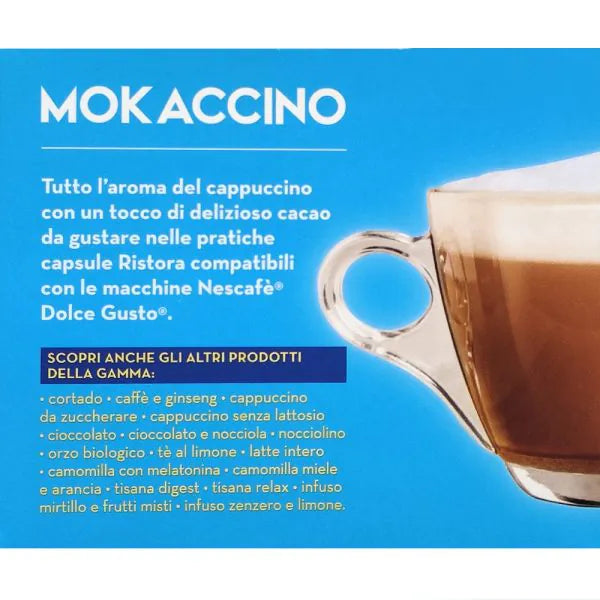 10 Capsule Ristora Compatibili Dolce Gusto Mokaccino Senza Lattosio