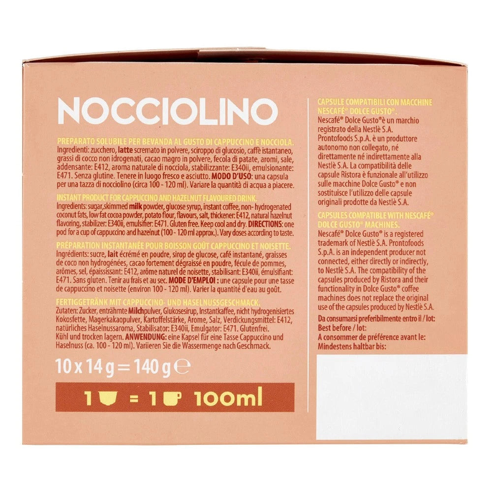 10 Capsule Ristora Compatibili Nescafé Dolce Gusto Nocciolino