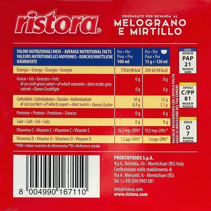 10 Capsule Ristora Melograno e Mirtillo - compatibili con Nescafè Dolce Gusto