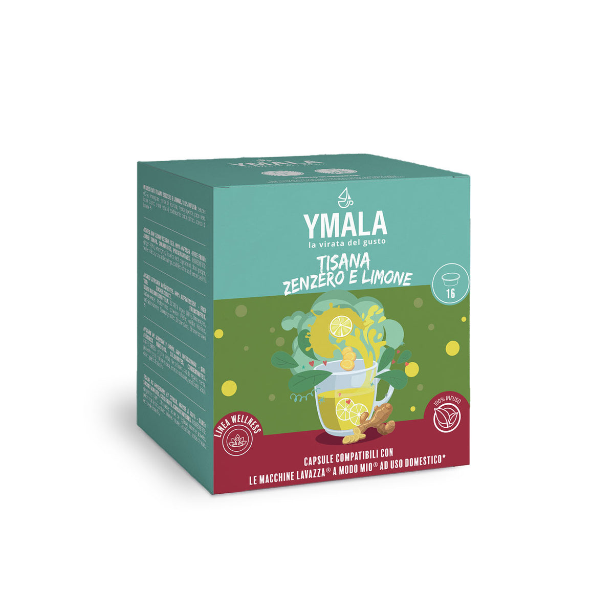 Ymala 16 Capsule Compatibili A Modo Mio - Tisana Zenzero e Limone