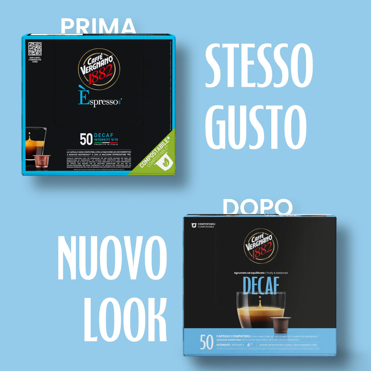 50 Capsule Caffè Vergnano Decaffeinato Compatibili Nespresso