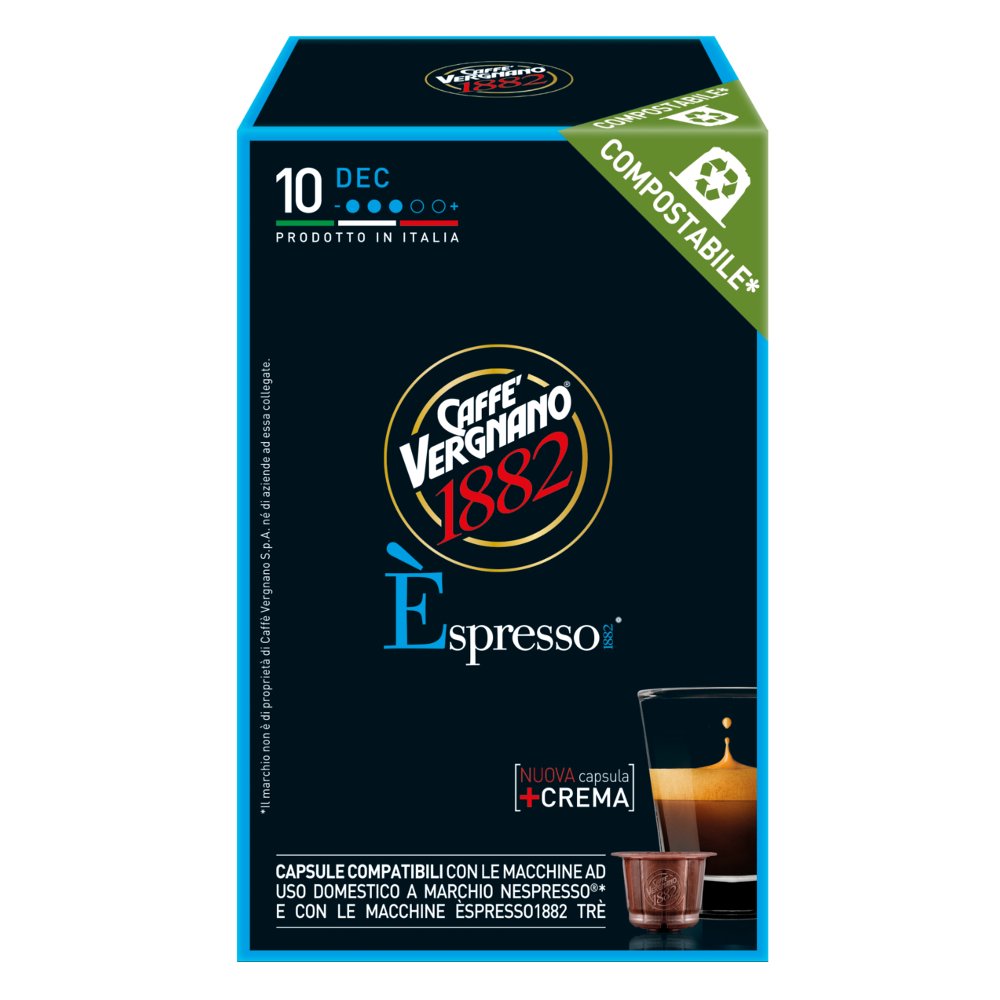 10 Capsule Caffè Vergnano Èspresso Decaffeinato Compatibili Nespresso