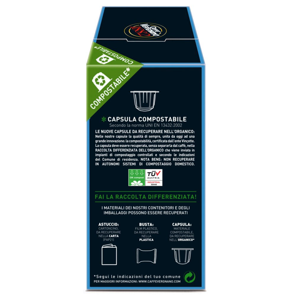 10 Capsule Caffè Vergnano Èspresso Decaffeinato Compatibili Nespresso