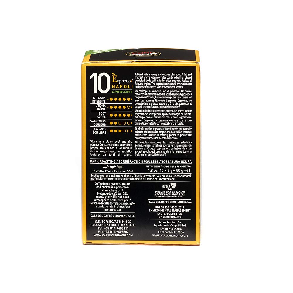 10 Capsule Vergnano Compatibili Nespresso Napoli Compostabile
