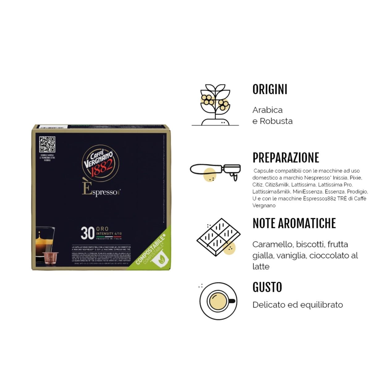 Caffè Vergnano Oro - 50 Capsule Compatibili Nespresso